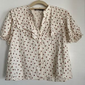 Zara cotton short sleeve blouse